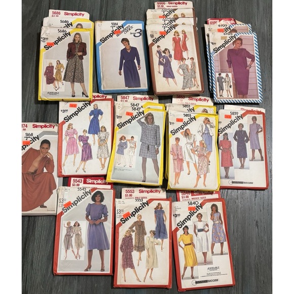 Simplicity Accessories - VTG Simplicity Sewing Pattern Lot of 18 Misses Dress 80s NOS Brand New SZ 8-24